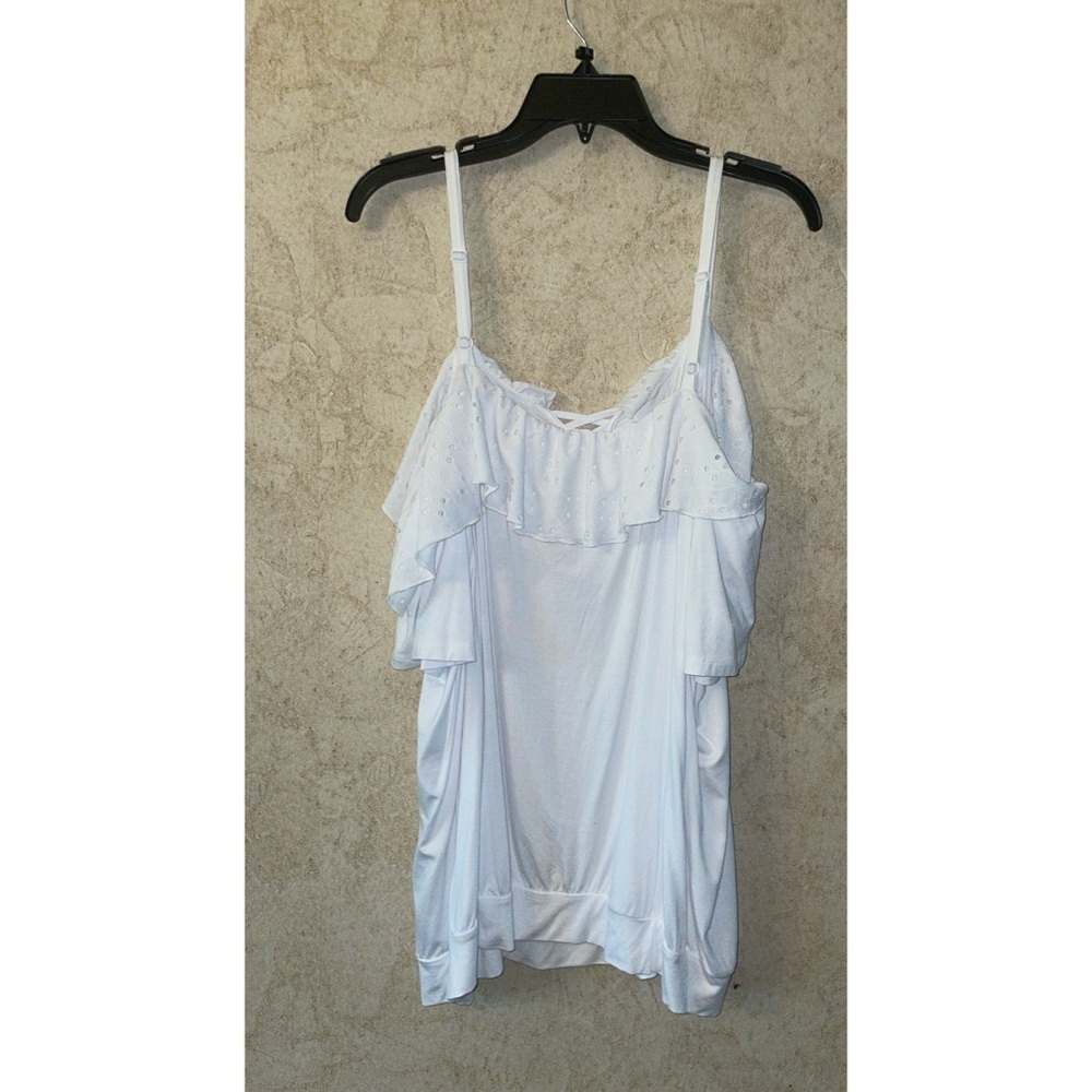 Torrid Super Soft Cold Shoulder Eyelet Ruffle Crop Top - Picture 4 of 5